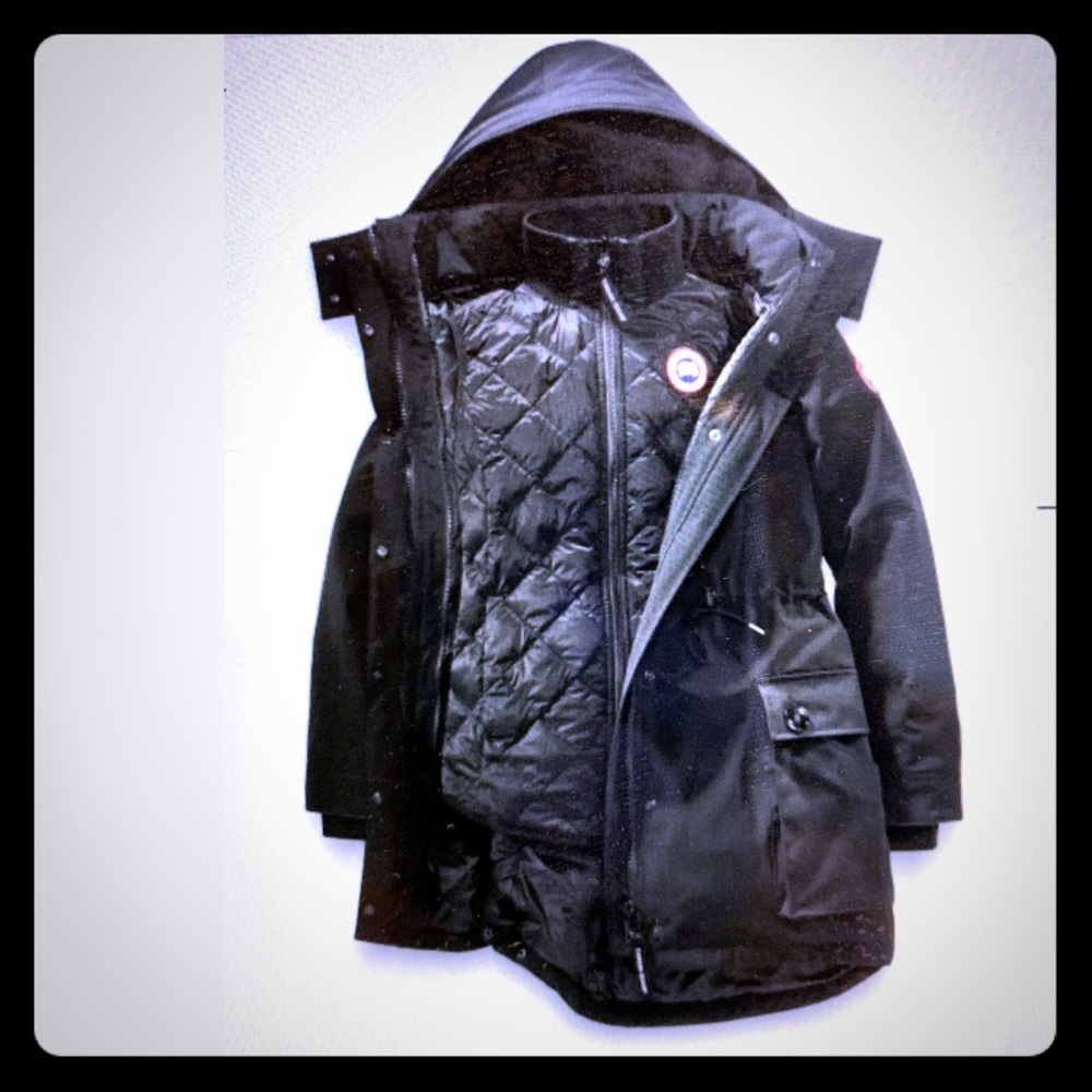 Canada Goose Down parka Coat + Vest w/ detachable hood waterproof shell Black XS